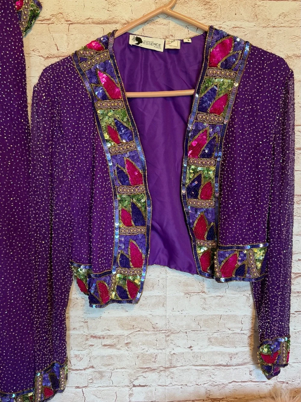 Essence by mail 100% silk hand beaded two piece dress set size 6